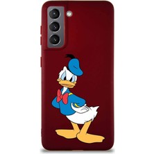 Printify Samsung Galaxy S21 Soft Premier Kapak Donald Duck-D Tasarımlı Silikon Kılıf - Mürdüm
