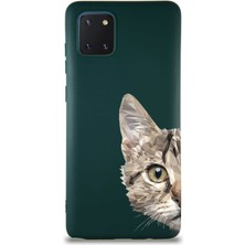 Printify Samsung Galaxy Note 10 Lite Soft Premier Kapak Catface Tasarımlı Silikon Kılıf - Yeşil