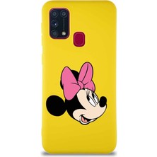 Printify Samsung Galaxy M31 Soft Premier Kapak Minnie Mouse-A Tasarımlı Silikon Kılıf - Sarı