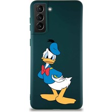 Printify Samsung Galaxy S21 Plus Soft Premier Kapak Donald Duck-D Tasarımlı Silikon Kılıf - Yeşil