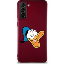 Printify Samsung Galaxy S21 Plus Soft Premier Kapak Donald Duck-E Tasarımlı Silikon Kılıf - Mürdüm