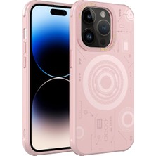 İzel Aksesuar iPhone 14 Pro Max - Uyumlu Izel Wireless Şarj Özellikli Desenli Hot Kapak-Rose Gold