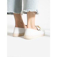 Alemdar Shoes Grant Beyaz Toka Detay Kadın Loafer
