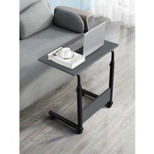 servetavcı Yükseklik Ayarlı Laptop Sehpası ve Çalışma Masası - Antrasit (Tekerli) Oval Kenar - 60X40