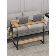 servetavcı Yükseklik Ayarlı Çalışma Masası - Ceviz (Tekerli) 100X50 Oval Kenar