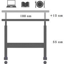 servetavcı Yükseklik Ayarlı Çalışma Masası - Ceviz (Tekerli) 100X50 Oval Kenar