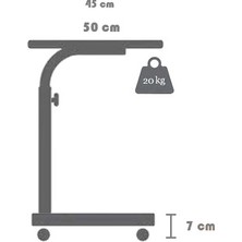 servetavcı Yükseklik Ayarlı Çalışma Masası - Ceviz (Tekerli) 100X50 Oval Kenar
