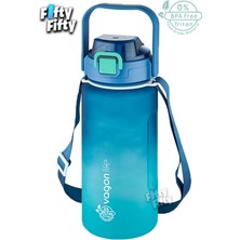 Vagonlife Tritan 1500 ml Askılı Pipetli pipetsiz Kullanım Çift Renk Softtouch Motivasyon Matarası Çıkartma Hediyeli