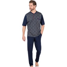 Pierre Cardin 6054 Erkek Lacivert Kısa Kollu 3 Lü Jakarlı Pijama Takımı