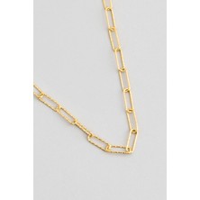 So CHIC İtalyan 18 Ayar Sarı Altın Kaplama 45 Cm Gümüş Zincir Kolye