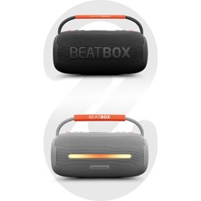 Powerway Beatbox Gri LED Işıklı Dayanıklı Ses Bombası USB Sd Aux Fm Radyo Bluetooh Hoparlör