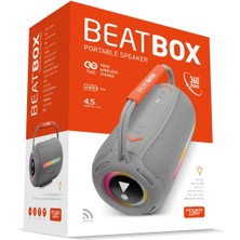 Powerway Beatbox Gri LED Işıklı Dayanıklı Ses Bombası USB Sd Aux Fm Radyo Bluetooh Hoparlör