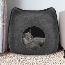 Kilinmoli Cute Detachable Felt Cat Bed Breathable Solid Color Zipper Cats Cave House All Season Deep Sleeping Bag Basket Pet Accessories (Yurt Dışından)