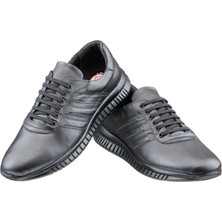 Güvenal Siyah Baskılı Deri Bağcıklı Erkek Ayakkabı