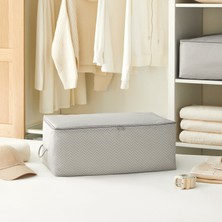 Ocean Home Textile Orta Boy Gri Balıksırtı Baza Altı Kazak Pike Battaniye Hurcu, Hurç 52x28x21 cm