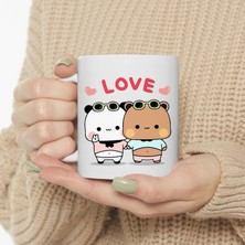 Bexdore Sevimli Bubu ve Dudu Kahve Kupa, Ayı Seramik Kupa, Panda Ayı Kupası,ingilizce Kupa