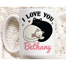 Bexdore Özel Isimli Sevgililer Günü Kupa, Seni Seviyorum Sevgililer Kediler Kupası,ingilizce Kupa