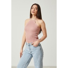 Twenty3 Kadın Halter Yaka Crop Triko Atlet