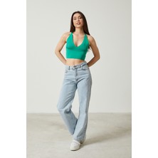 Twenty3 Kadın Super Crop Sırt Detaylı Triko Büstiyer Bluz