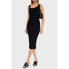 Versace Jeans Couture Streç Pamuklu Barok Tokalı Midi Elbise Bayan Elbise 76HAO947 J0004 899