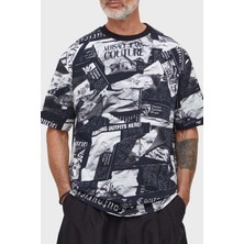 Versace Jeans Couture Desenli Bisiklet Yaka Pamuklu Relaxed Fit T Shirt Erkek T Shirt 76GAH6L0 JS275 899