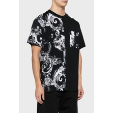 Versace Jeans Couture Desenli Pamuklu Bisiklet Yaka Regular Fit T Shirt Erkek T Shirt 76GAH611 JS287 899