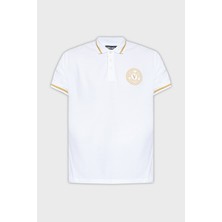 Versace Jeans Couture Logolu Pamuklu Regular Fit Polo Yaka T Shirt Erkek Polo Yaka T Shirt 76GAGT02 CJ01T G03