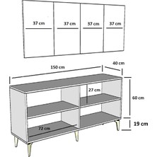 Zerka Concept Kurtuba Konsol Tv Sehpası Çok Amaçlı Dolap Beyaz Altın