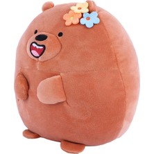 Miniso We Bare Bears Lisanslı Yuvarlak Peluş Oyuncak (20CM) - Boz Ayı