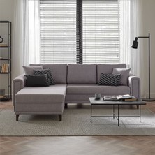 Enza Home Maris Yataklı Köşe Takımı, Sol Köşe, Kadife Dokulu - Bej