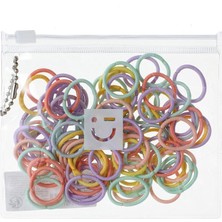 Miniso Şeffaf Taşıma Çantalı Orta Boy Saç Lastiği - Renkli (100 Adet)