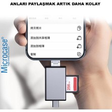 Microcase Otg 7 In 1 Lightning Type C USB Hafıza Kart Okuyucu iPhone Android Kart Saklama Kutusu AL4217