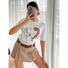 Betül Aksu Butik Kaplan Desenli Tshirt
