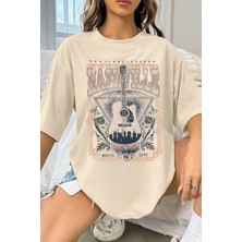 Only Trendwear  Unisex Music City Baskılı Oversize Tshirt