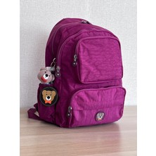 Nemo Bags Bordo Orta Boy Okul Çantası Laptop ve Seyahat Sırt Çantası Su Geçirmez Ayıcık Anahtarlık Hediyeli