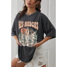 Only Trendwear  Unisex His Mercies Baskılı Oversize Tshirt