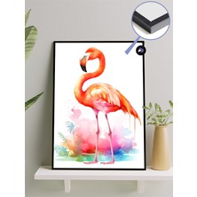 Postermanya Renkli Flamingo Hayvan Çerçeveli Tablo - Çerçeveli Poster