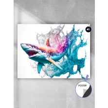 Postermanya Köpek Balığı Öfkesi Jaws Hayvan Poster - Afiş - Dekoratif Duvar Posteri