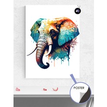 Postermanya Soyut Doğa Fil Hayvan Poster - Afiş - Dekoratif Duvar Posteri