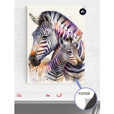 Postermanya Zebra Sevgisi Hayvan Poster - Afiş - Dekoratif Duvar Posteri