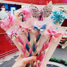 Scentu 2021 Yeni Kızlar Sevimli Karikatür Yay Kelebek Renkli Örgü Kafa Bandı Çocuklar At Kuyruğu Tutucu Lastik Bantlar Moda Saç Aksesuarları (Yurt Dışından)