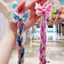Scentu 2021 Yeni Kızlar Sevimli Karikatür Yay Kelebek Renkli Örgü Kafa Bandı Çocuklar At Kuyruğu Tutucu Lastik Bantlar Moda Saç Aksesuarları (Yurt Dışından)