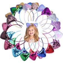 Scentu Kedi Kulak Bantları Geri Dönüşümlü Parlak Payet Hairband Kitty Kafa Bandı Kadınlar ve Kızlar Için Parlak Payetler Saç Çemberler (Yurt Dışından)