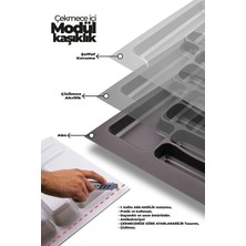 Gör Seç 37X49 cm Çekmece Içi Siyah Kaşıklık Kepçelik Mutfak Çekmece Düzenleyici Organizer (33*40 A Kesilebilir)