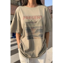 Only Trend Wear Unisex Present Baskılı Oversize Tshirt