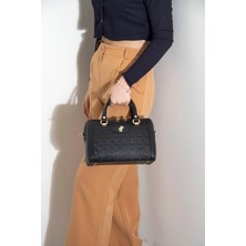 Silver Polo Kadın Omuz Çantası 1091-41915 Silver Polo Bayan Çantası M46 Siyah-Mat Siyah