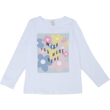 Bebelop Kız Çocuk Çiçek Baskılı Yazılı Sweat Uzun Kol