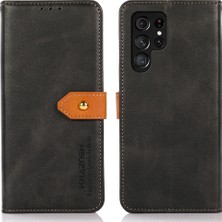 Seashell Digital Samsung Galaxy Khazneh S24 Ultra Cowhide Doku Pu Deri Akıllı Black Telefon Kılıfı (Yurt Dışından)