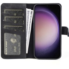 Seashell Digital Samsung Galaxy S23 Fe Çift Renkli Ekleme Pu Deri Kabuk Flip Black Telefon Kılıfı (Yurt Dışından)