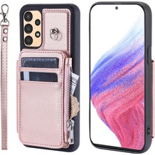 Seashell Digital Samsung Galaxy A53 5g Şok Geçirmez Rfıd Pu+Tpu Fermuar Kabuğu Rose Altın Telefon Kılıfı (Yurt Dışından)